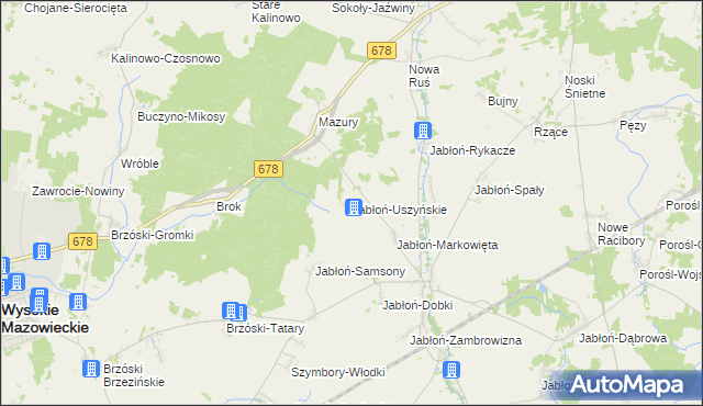 mapa Jabłoń-Uszyńskie, Jabłoń-Uszyńskie na mapie Targeo