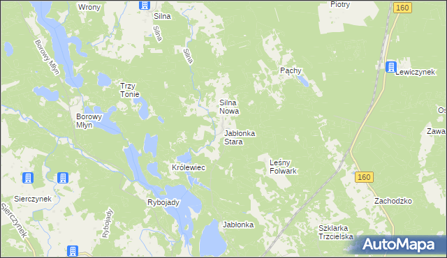 mapa Jabłonka Stara, Jabłonka Stara na mapie Targeo