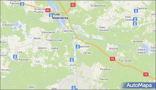 mapa Jacentów, Jacentów na mapie Targeo