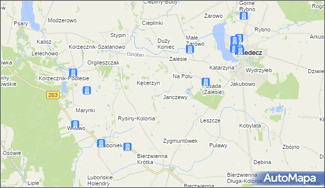 mapa Janczewy, Janczewy na mapie Targeo