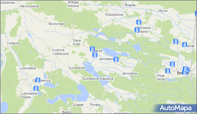 mapa Janisławice gmina Sośnie, Janisławice gmina Sośnie na mapie Targeo