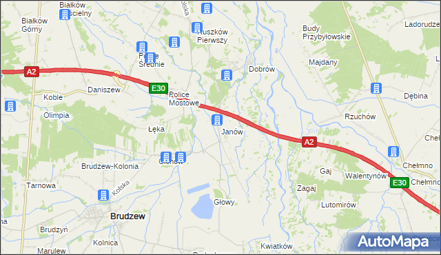 mapa Janów gmina Brudzew, Janów gmina Brudzew na mapie Targeo