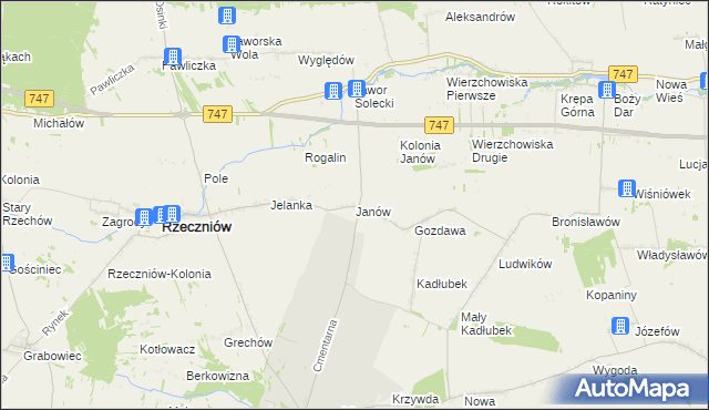 mapa Janów gmina Sienno, Janów gmina Sienno na mapie Targeo