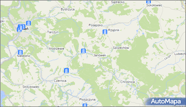 mapa Janówek gmina Jeżów Sudecki, Janówek gmina Jeżów Sudecki na mapie Targeo