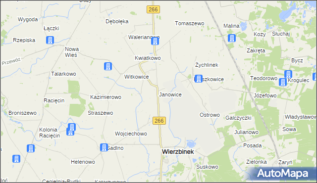 mapa Janowice gmina Wierzbinek, Janowice gmina Wierzbinek na mapie Targeo