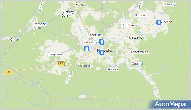 mapa Janowo gmina Narewka, Janowo gmina Narewka na mapie Targeo