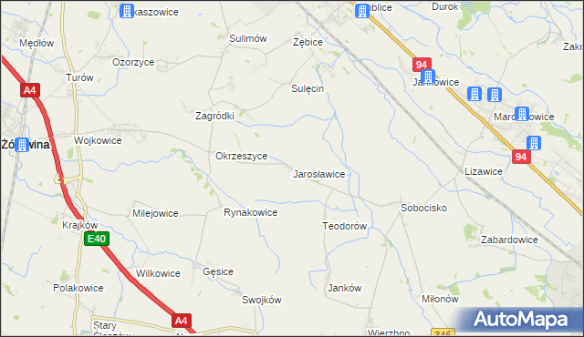 mapa Jarosławice gmina Żórawina, Jarosławice gmina Żórawina na mapie Targeo