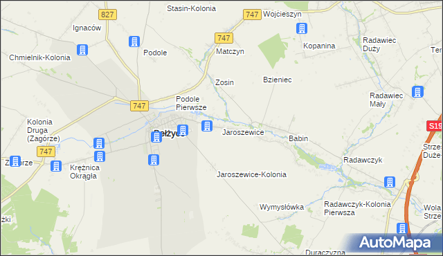 mapa Jaroszewice, Jaroszewice na mapie Targeo