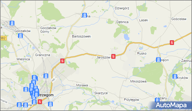 mapa Jaroszów gmina Strzegom, Jaroszów gmina Strzegom na mapie Targeo