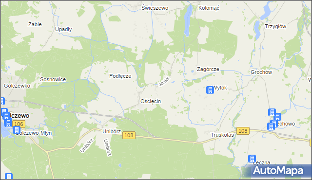 mapa Jasiel gmina Gryfice, Jasiel gmina Gryfice na mapie Targeo