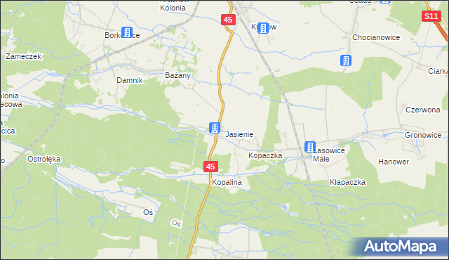 mapa Jasienie, Jasienie na mapie Targeo