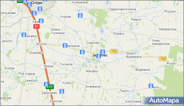 mapa Jasieniec powiat grójecki, Jasieniec powiat grójecki na mapie Targeo