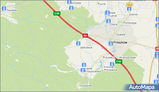 mapa Jaśkowice gmina Prószków, Jaśkowice gmina Prószków na mapie Targeo