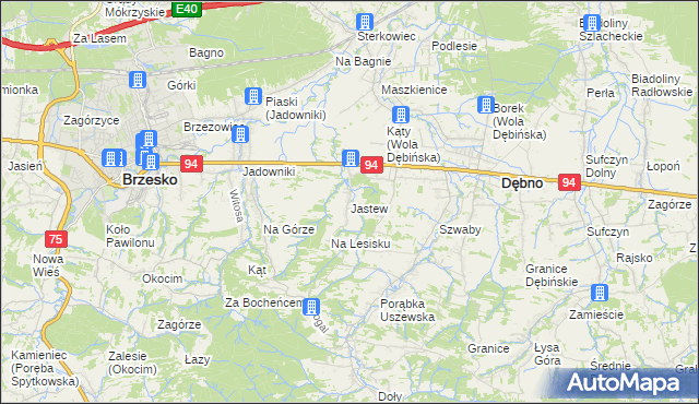 mapa Jastew, Jastew na mapie Targeo