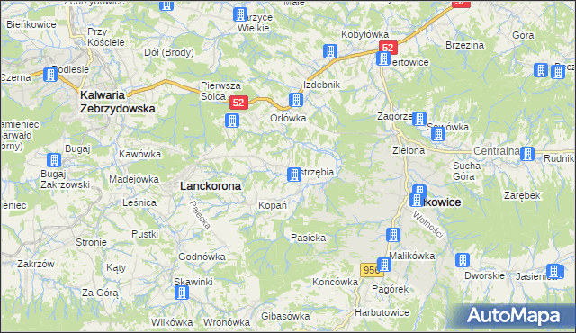 mapa Jastrzębia gmina Lanckorona, Jastrzębia gmina Lanckorona na mapie Targeo