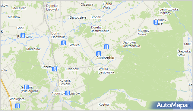 mapa Jastrzębia powiat radomski, Jastrzębia powiat radomski na mapie Targeo