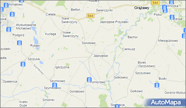 mapa Jastrzębie gmina Bartniczka, Jastrzębie gmina Bartniczka na mapie Targeo
