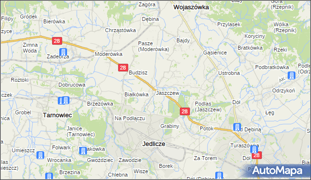 mapa Jaszczew, Jaszczew na mapie Targeo