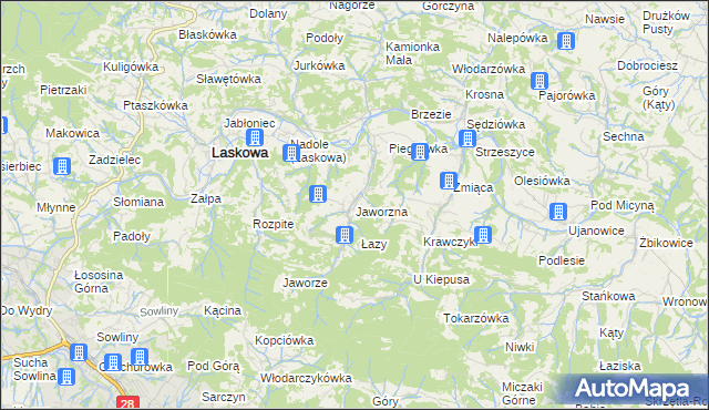 mapa Jaworzna, Jaworzna na mapie Targeo