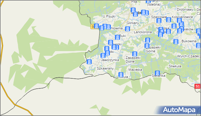 mapa Jaworzynka, Jaworzynka na mapie Targeo