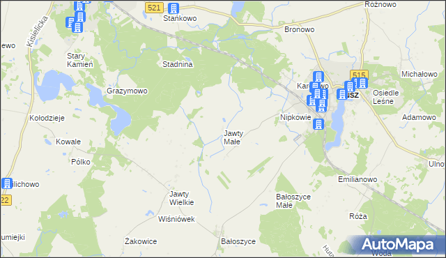 mapa Jawty Małe, Jawty Małe na mapie Targeo