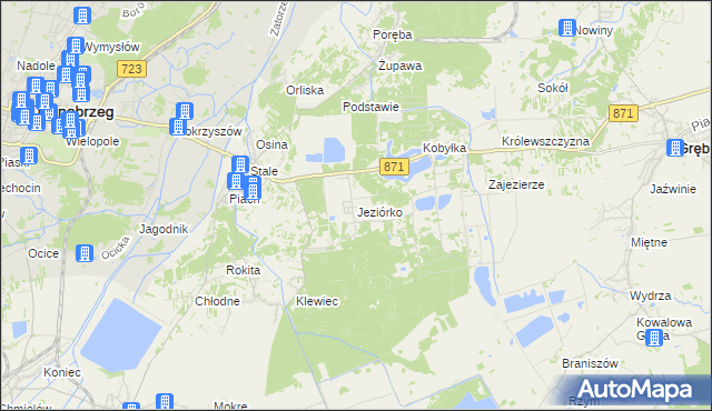 mapa Jeziórko gmina Grębów, Jeziórko gmina Grębów na mapie Targeo