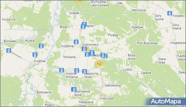 mapa Jeżowiec gmina Kluczewsko, Jeżowiec gmina Kluczewsko na mapie Targeo