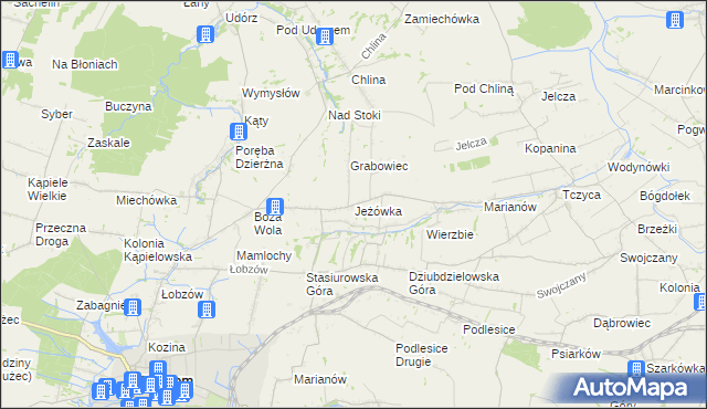 mapa Jeżówka gmina Wolbrom, Jeżówka gmina Wolbrom na mapie Targeo