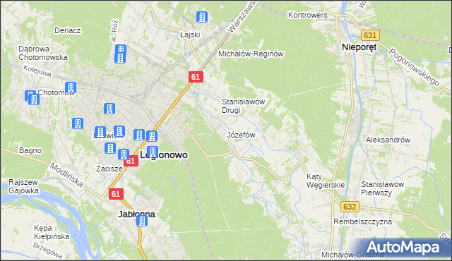 mapa Józefów gmina Nieporęt, Józefów gmina Nieporęt na mapie Targeo