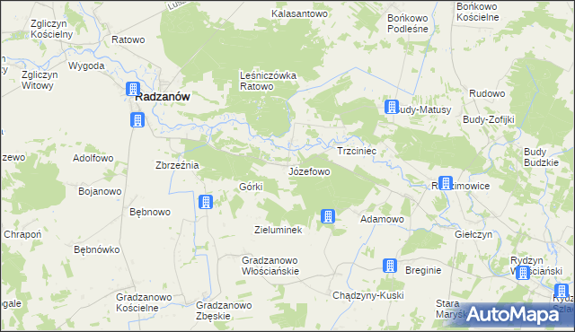 mapa Józefowo gmina Radzanów, Józefowo gmina Radzanów na mapie Targeo
