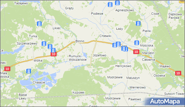 mapa Józefowo gmina Szczutowo, Józefowo gmina Szczutowo na mapie Targeo