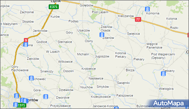 mapa Jugoszów, Jugoszów na mapie Targeo