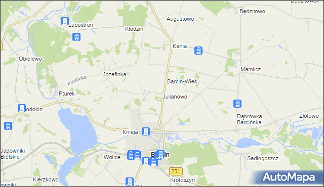 mapa Julianowo gmina Barcin, Julianowo gmina Barcin na mapie Targeo