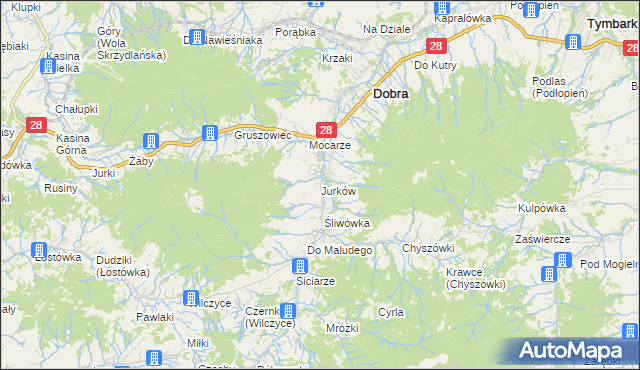 mapa Jurków gmina Dobra, Jurków gmina Dobra na mapie Targeo