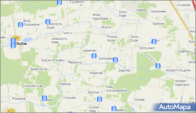 mapa Jutroszew, Jutroszew na mapie Targeo