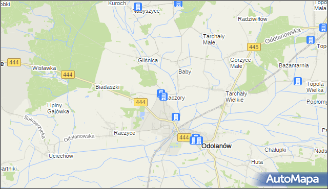 mapa Kaczory gmina Odolanów, Kaczory gmina Odolanów na mapie Targeo