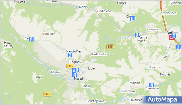 mapa Kadłubiska gmina Narol, Kadłubiska gmina Narol na mapie Targeo