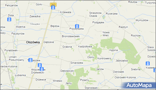 mapa Kadzidłowa, Kadzidłowa na mapie Targeo