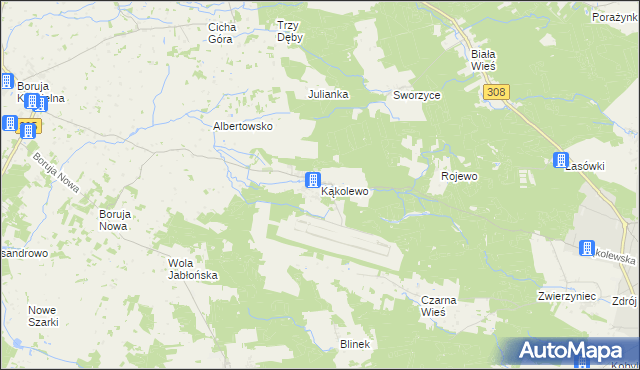 mapa Kąkolewo gmina Grodzisk Wielkopolski, Kąkolewo gmina Grodzisk Wielkopolski na mapie Targeo