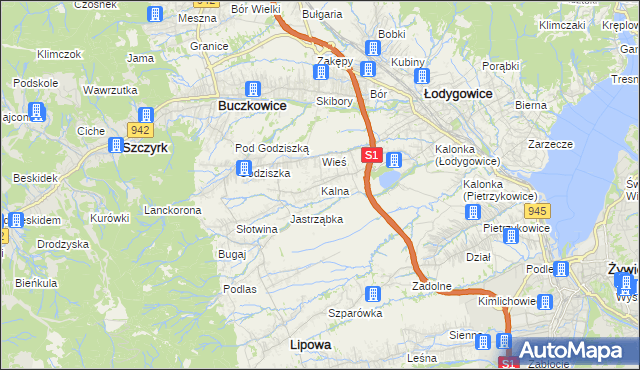 mapa Kalna, Kalna na mapie Targeo