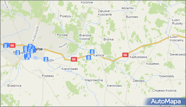 mapa Kalnica gmina Brańsk, Kalnica gmina Brańsk na mapie Targeo