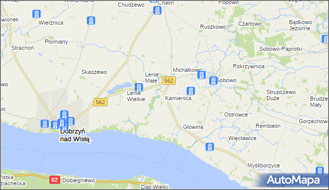 mapa Kamienica gmina Dobrzyń nad Wisłą, Kamienica gmina Dobrzyń nad Wisłą na mapie Targeo