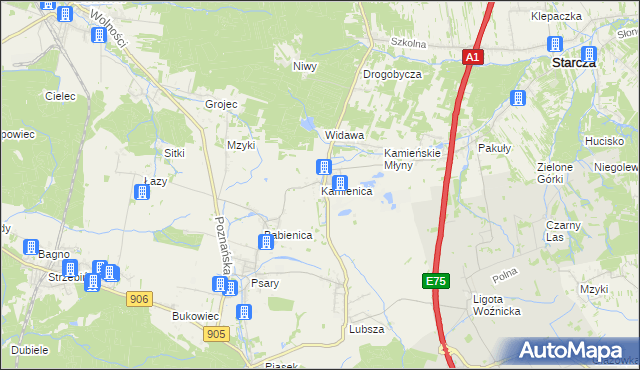 mapa Kamienica gmina Woźniki, Kamienica gmina Woźniki na mapie Targeo