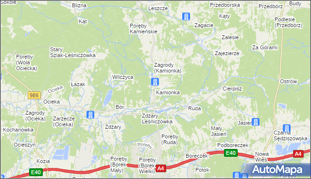 mapa Kamionka gmina Ostrów, Kamionka gmina Ostrów na mapie Targeo