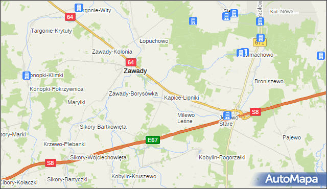 mapa Kapice-Lipniki, Kapice-Lipniki na mapie Targeo