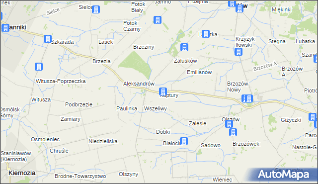 mapa Kaptury gmina Iłów, Kaptury gmina Iłów na mapie Targeo