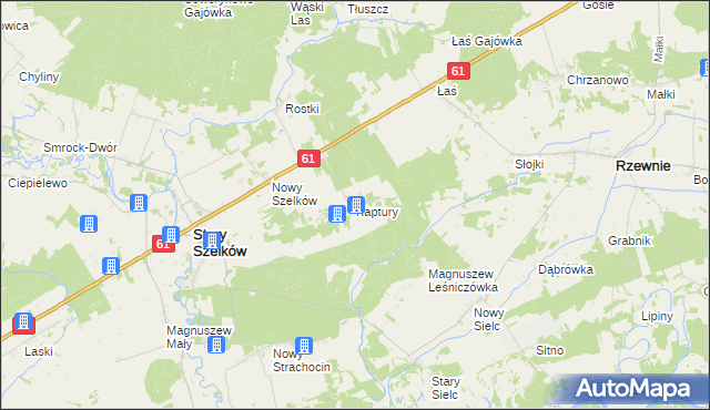 mapa Kaptury gmina Szelków, Kaptury gmina Szelków na mapie Targeo