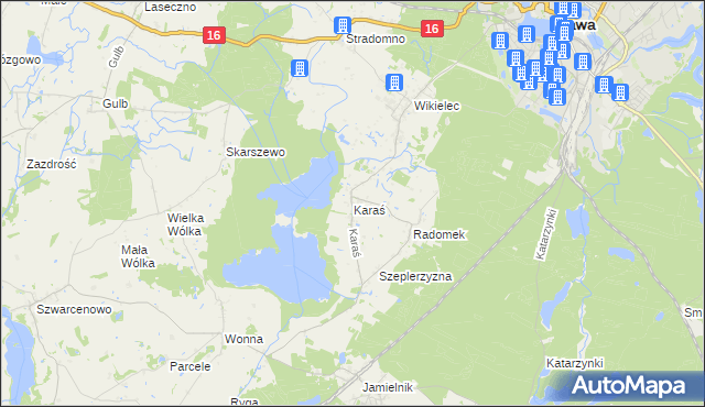 mapa Karaś gmina Iława, Karaś gmina Iława na mapie Targeo