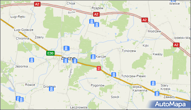 mapa Karcze gmina Zbuczyn, Karcze gmina Zbuczyn na mapie Targeo