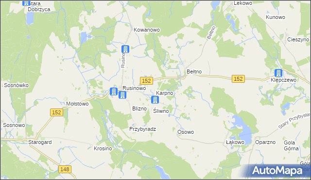 mapa Karpno gmina Świdwin, Karpno gmina Świdwin na mapie Targeo
